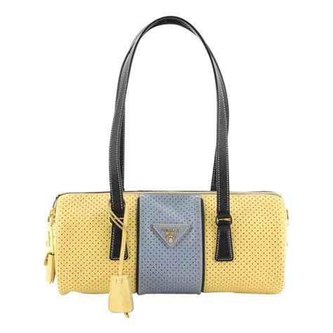 Prada Barrel Bag Perforated Saffiano Leather Medium 